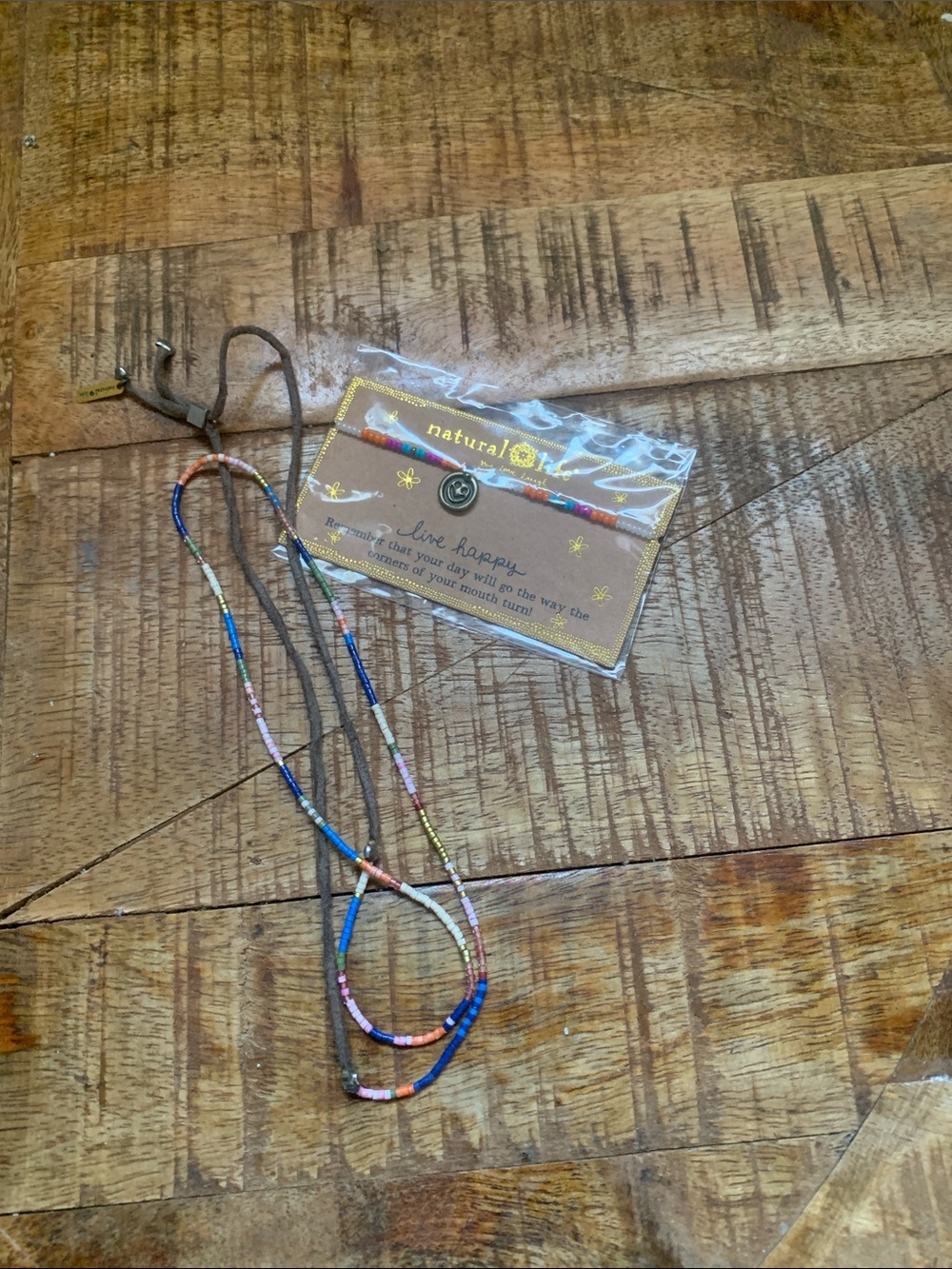NATURAL LIFE Multicolor Beaded Bracelet with Charm w Matching Necklace
